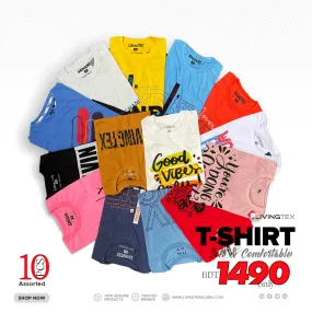 10 Pcs Branded Multicolor and Assorted T-Shirt