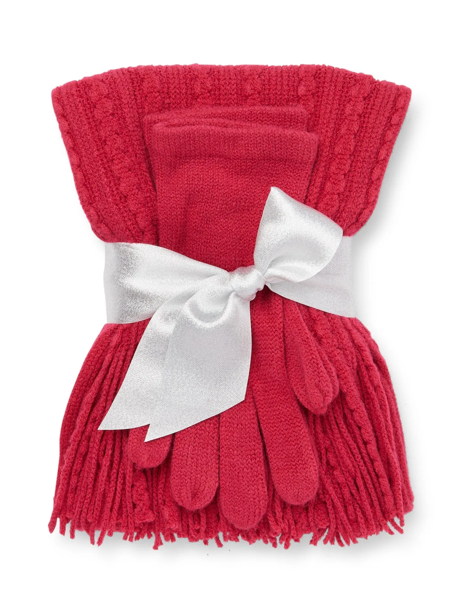 2-Piece Honeycomb Knit Scarf & Gloves Set