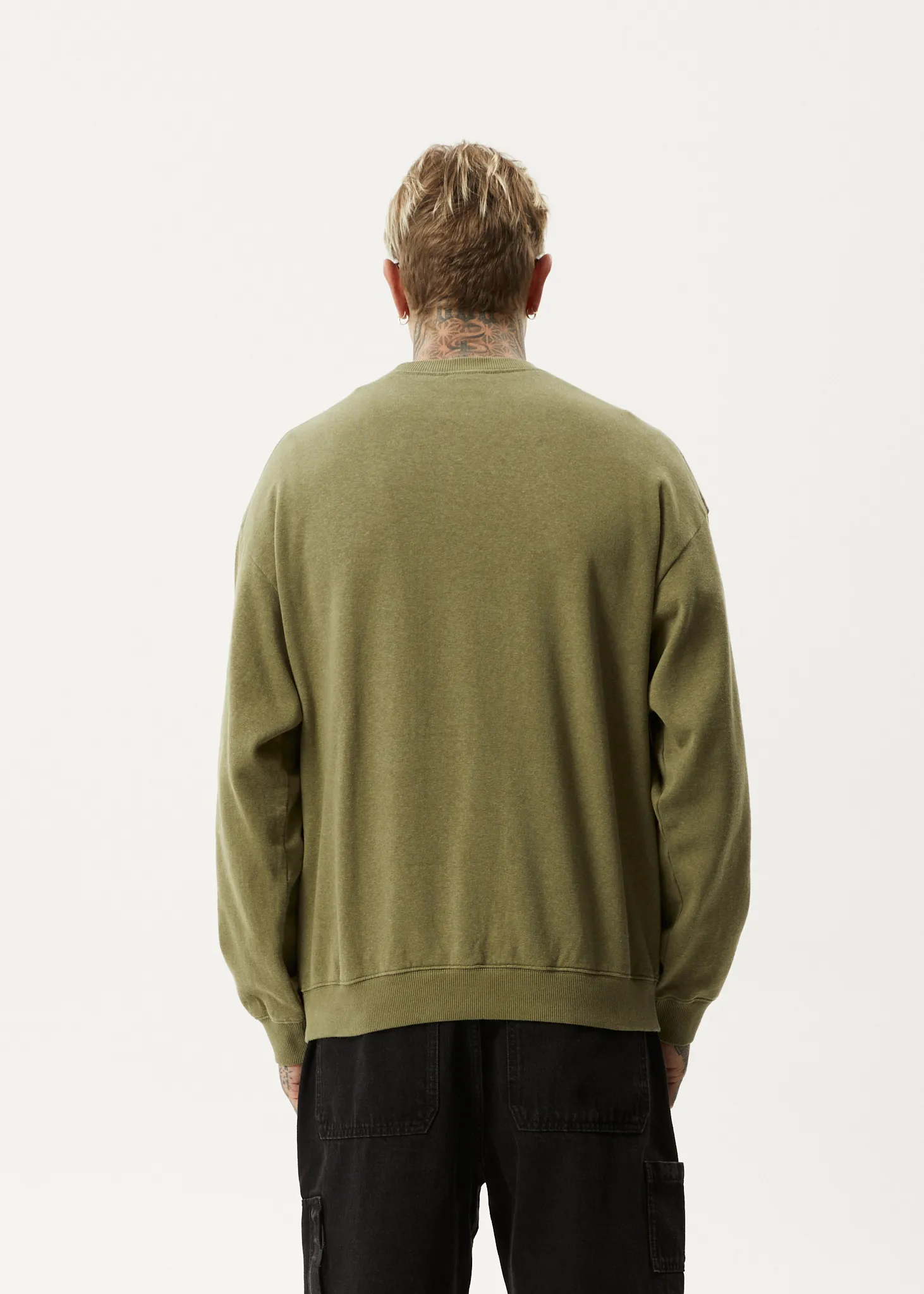 AFENDS Mens Indica - Crew Neck Jumper - Military