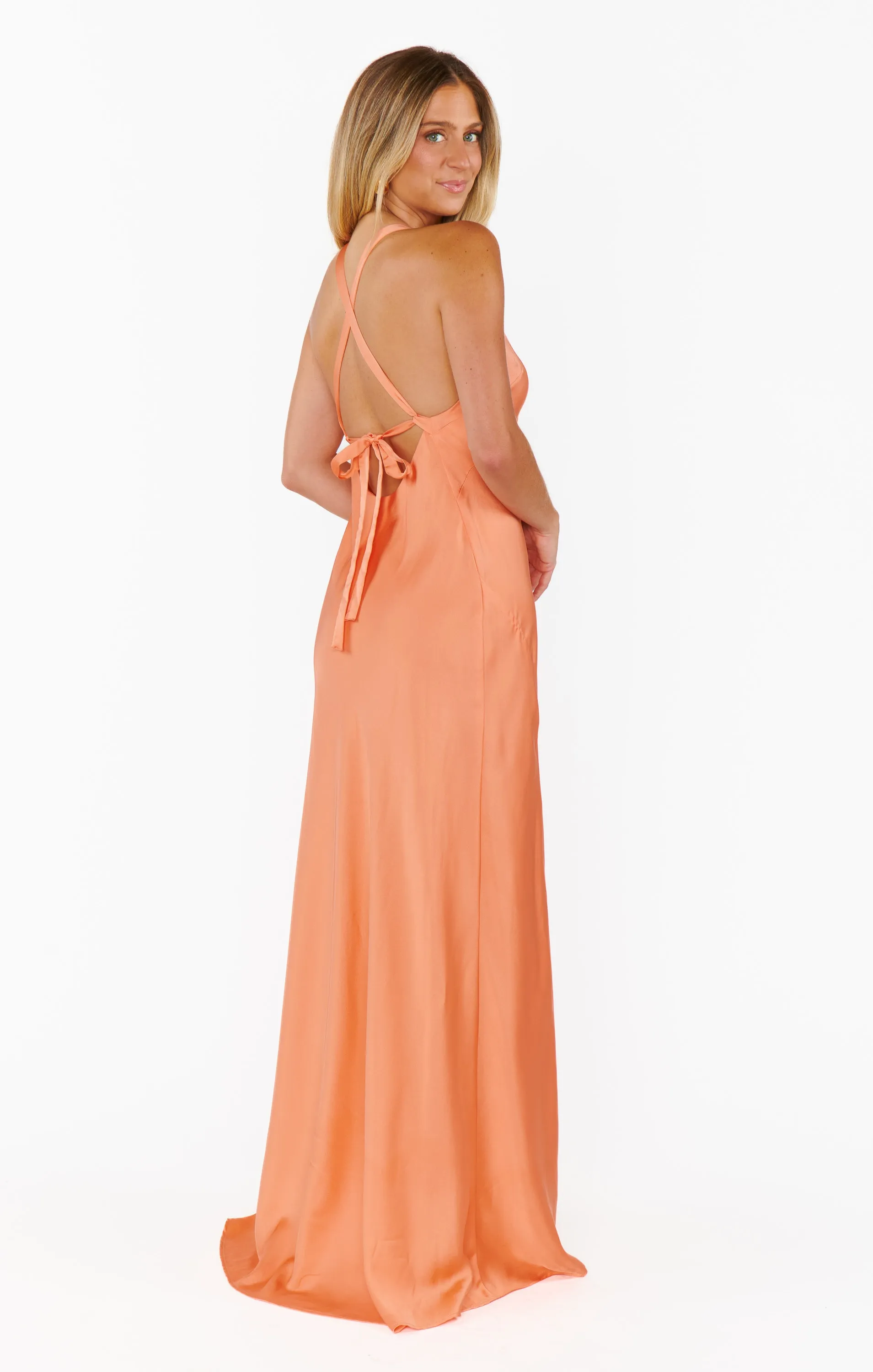 Anderson Maxi Dress ~ Cantaloupe Luxe Satin