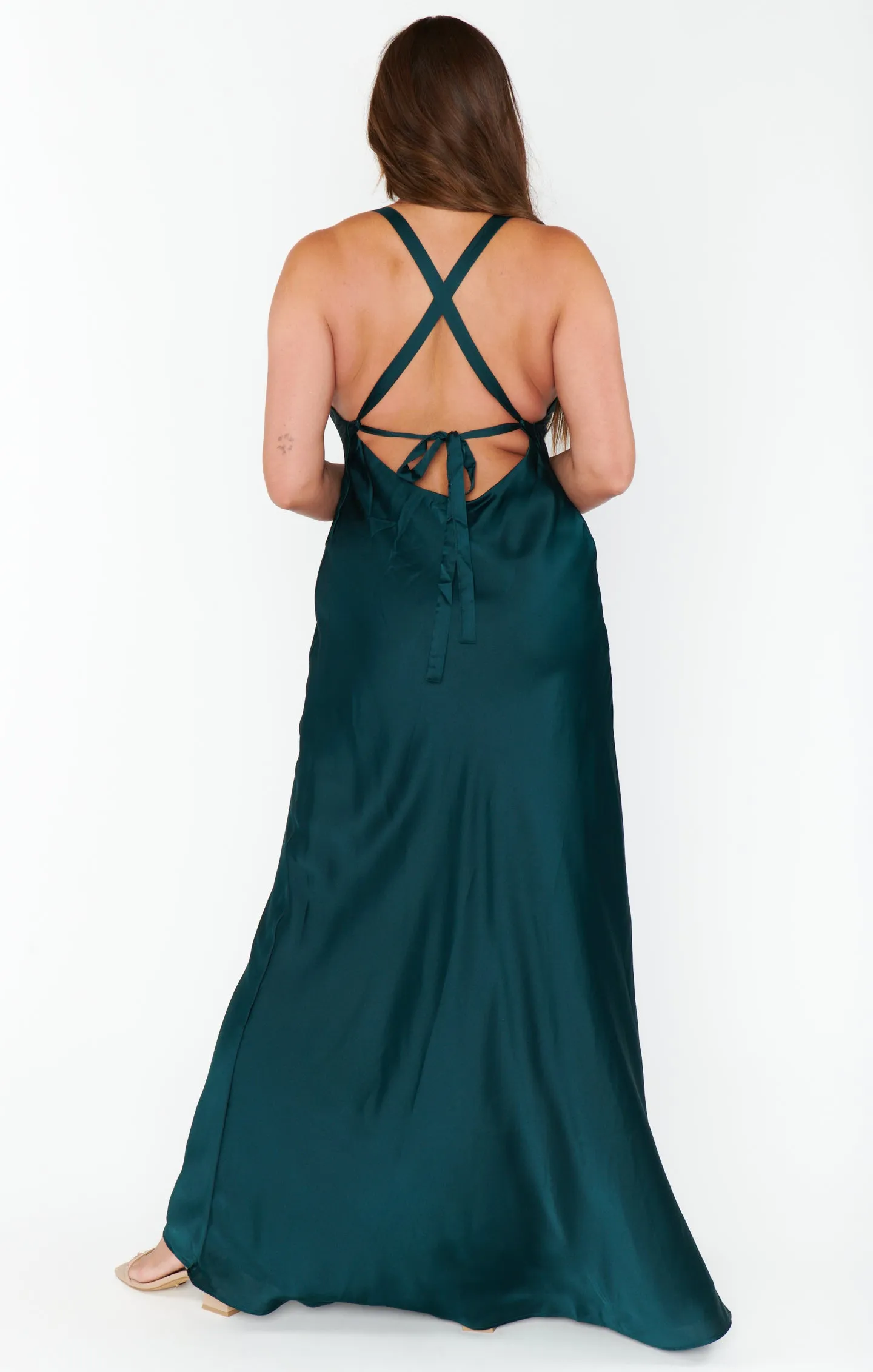 Anderson Maxi Dress ~ Deep Emerald Luxe Satin