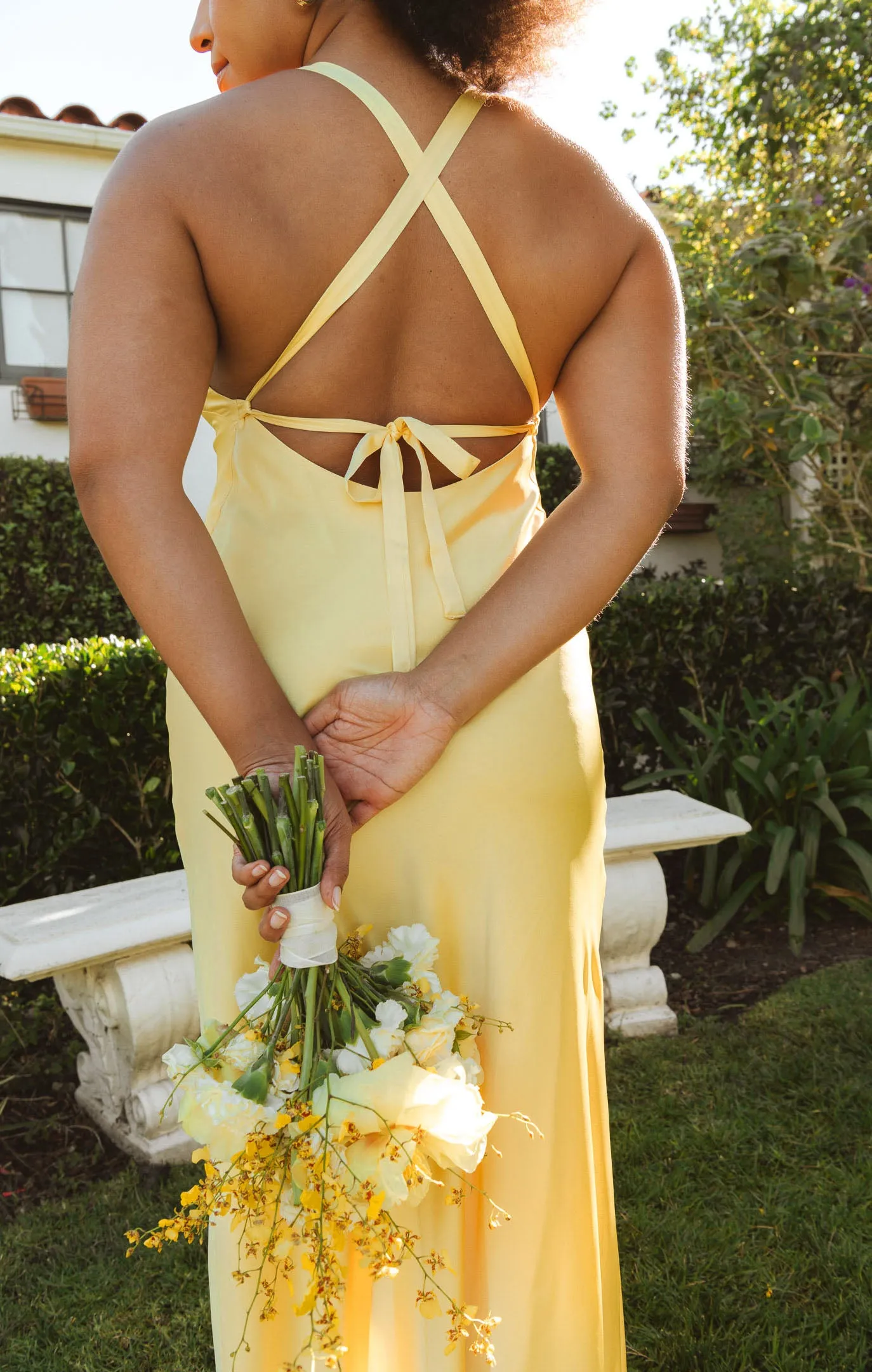 Anderson Maxi Dress ~ Yellow Luxe Satin