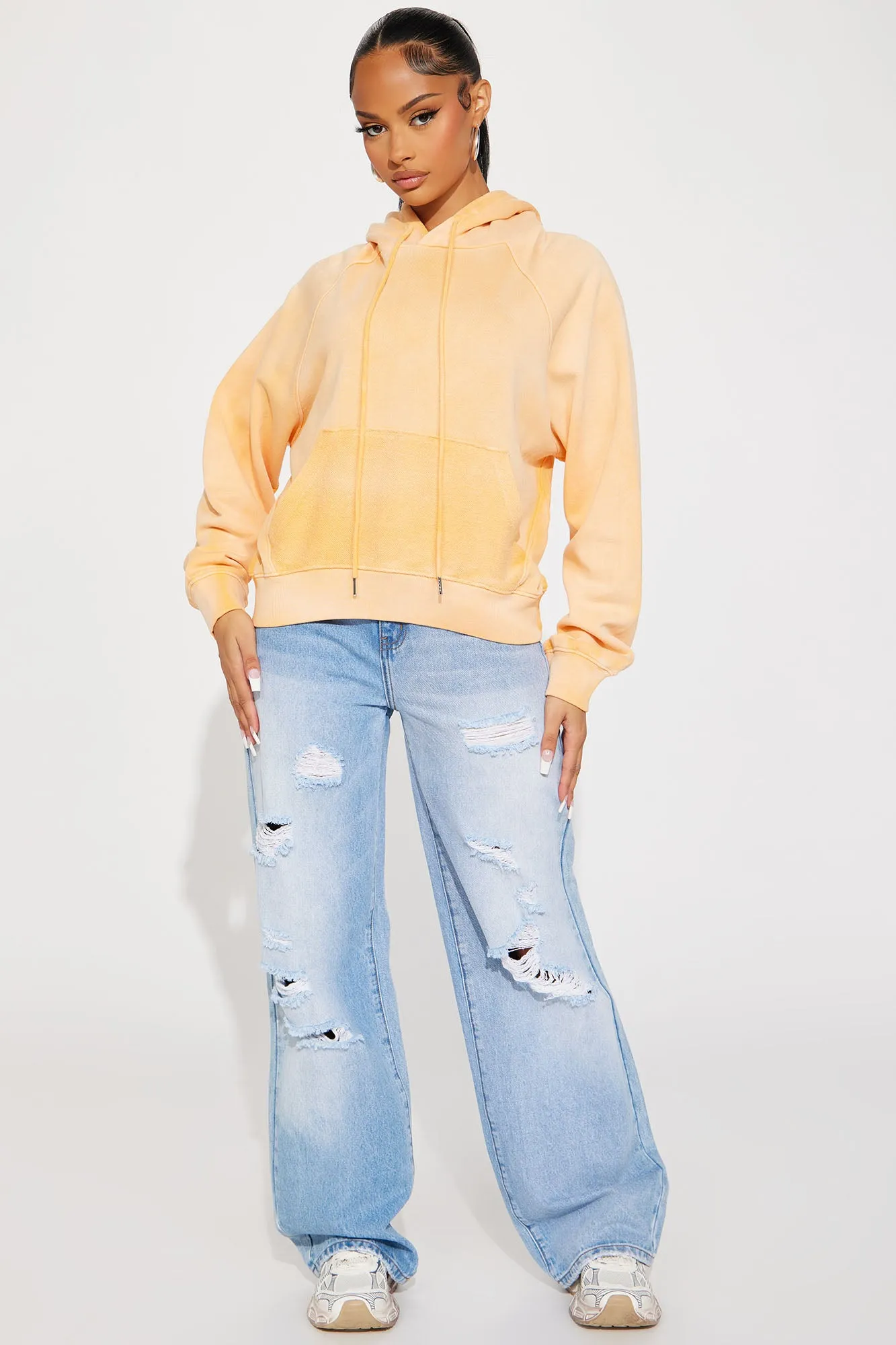 Anette Washed Pull Over Lounge Hoodie - Orange