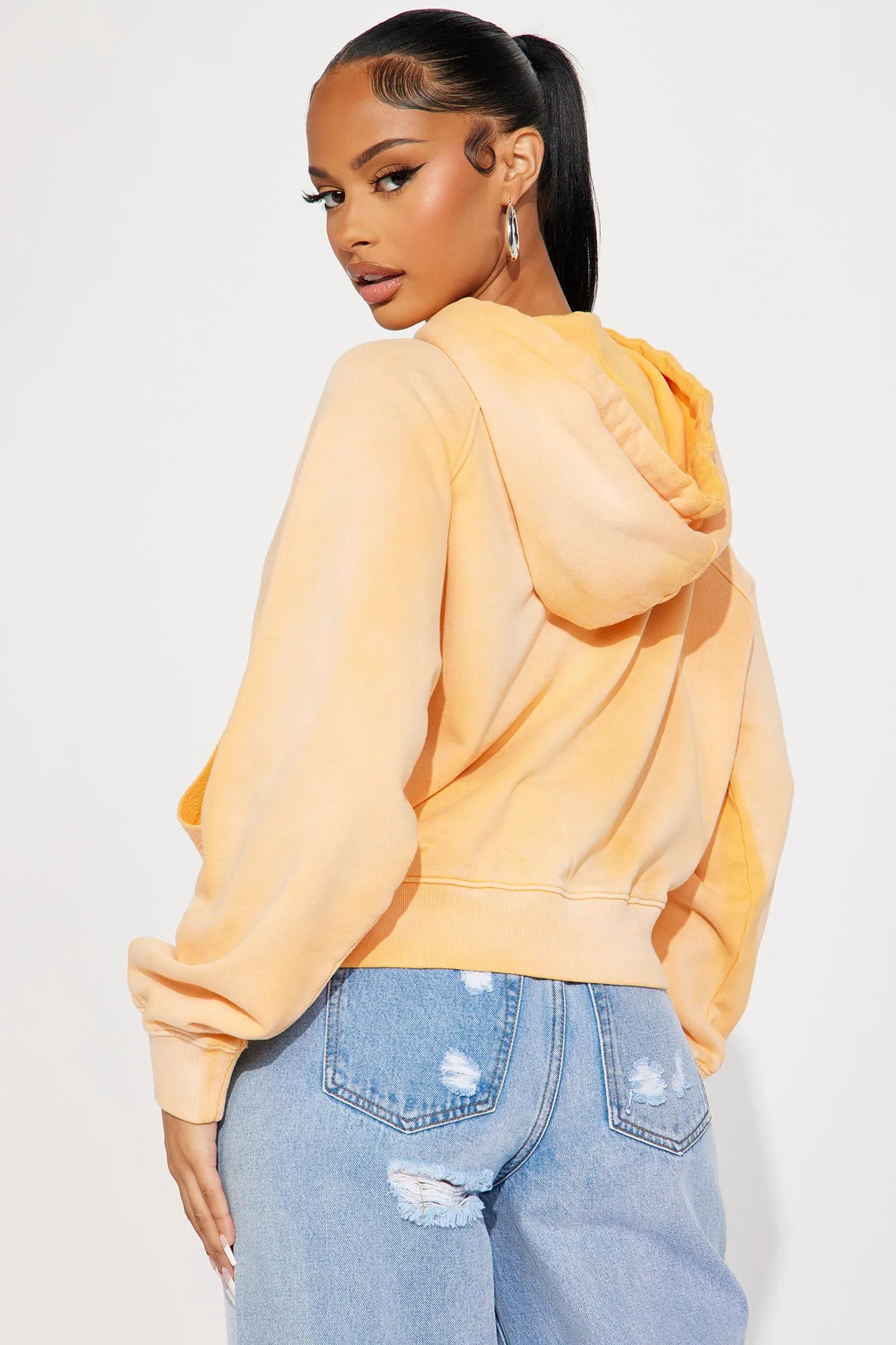 Anette Washed Pull Over Lounge Hoodie - Orange