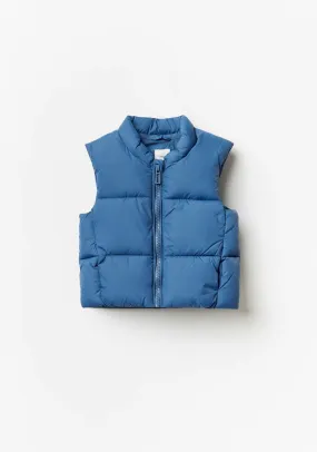 Baby Boy Plain Gilet Med Blue - Blue