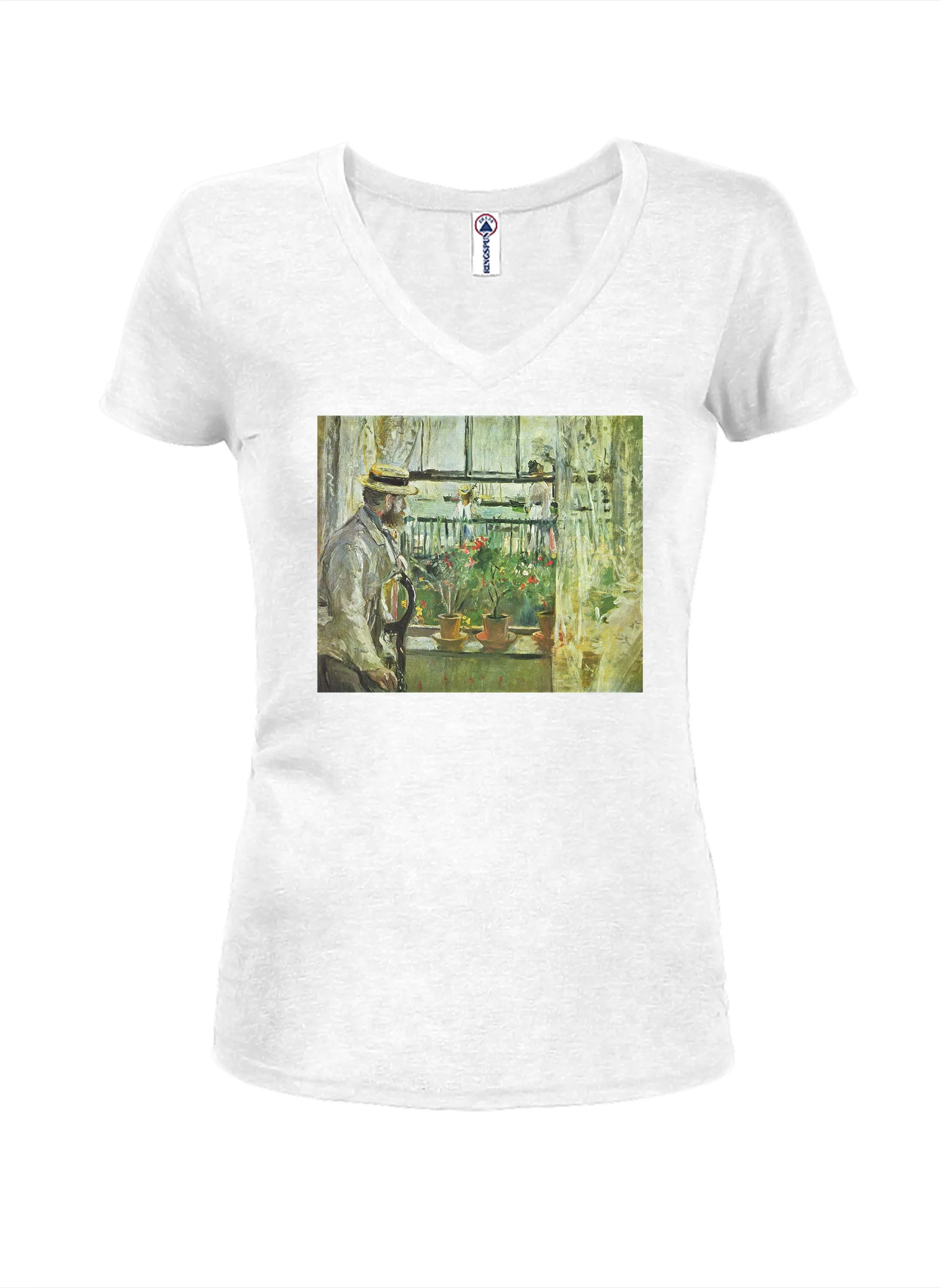 Berthe Morisot - Eugene Manet on the Isle of Wight Juniors V Neck T-Shirt