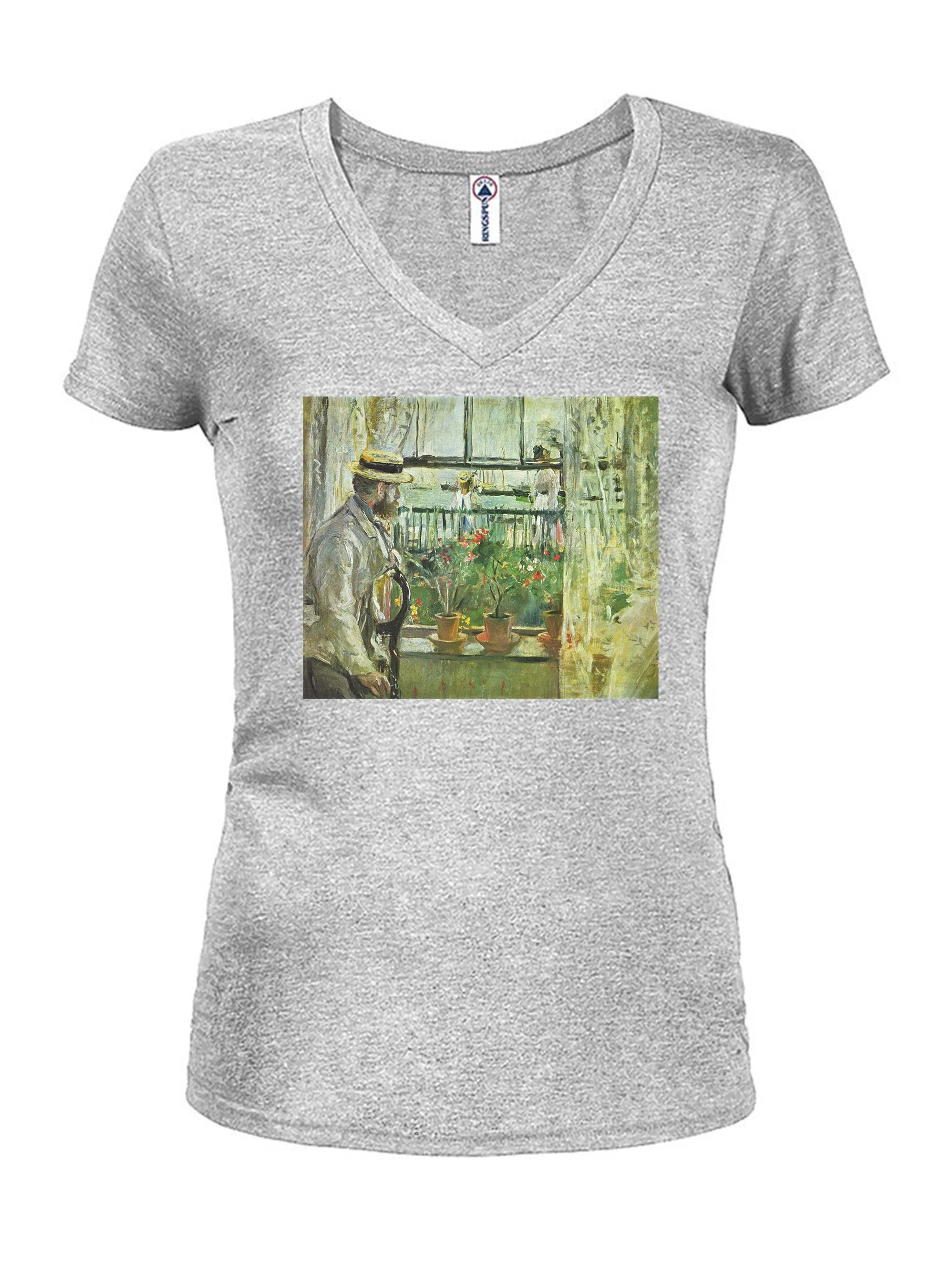 Berthe Morisot - Eugene Manet on the Isle of Wight Juniors V Neck T-Shirt