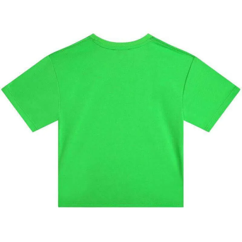 Boys Green Embossed Short Sleeve T-Shirt