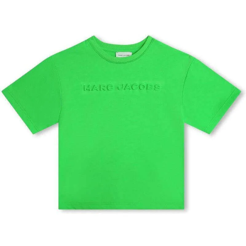 Boys Green Embossed Short Sleeve T-Shirt