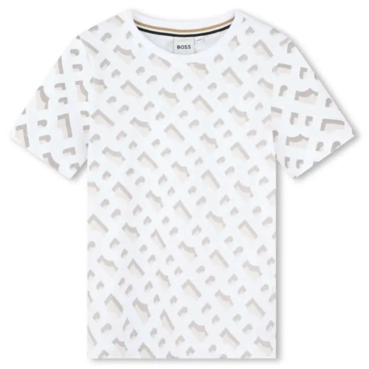 Boys White Monogram T-Shirt