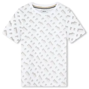 Boys White Monogram T-Shirt