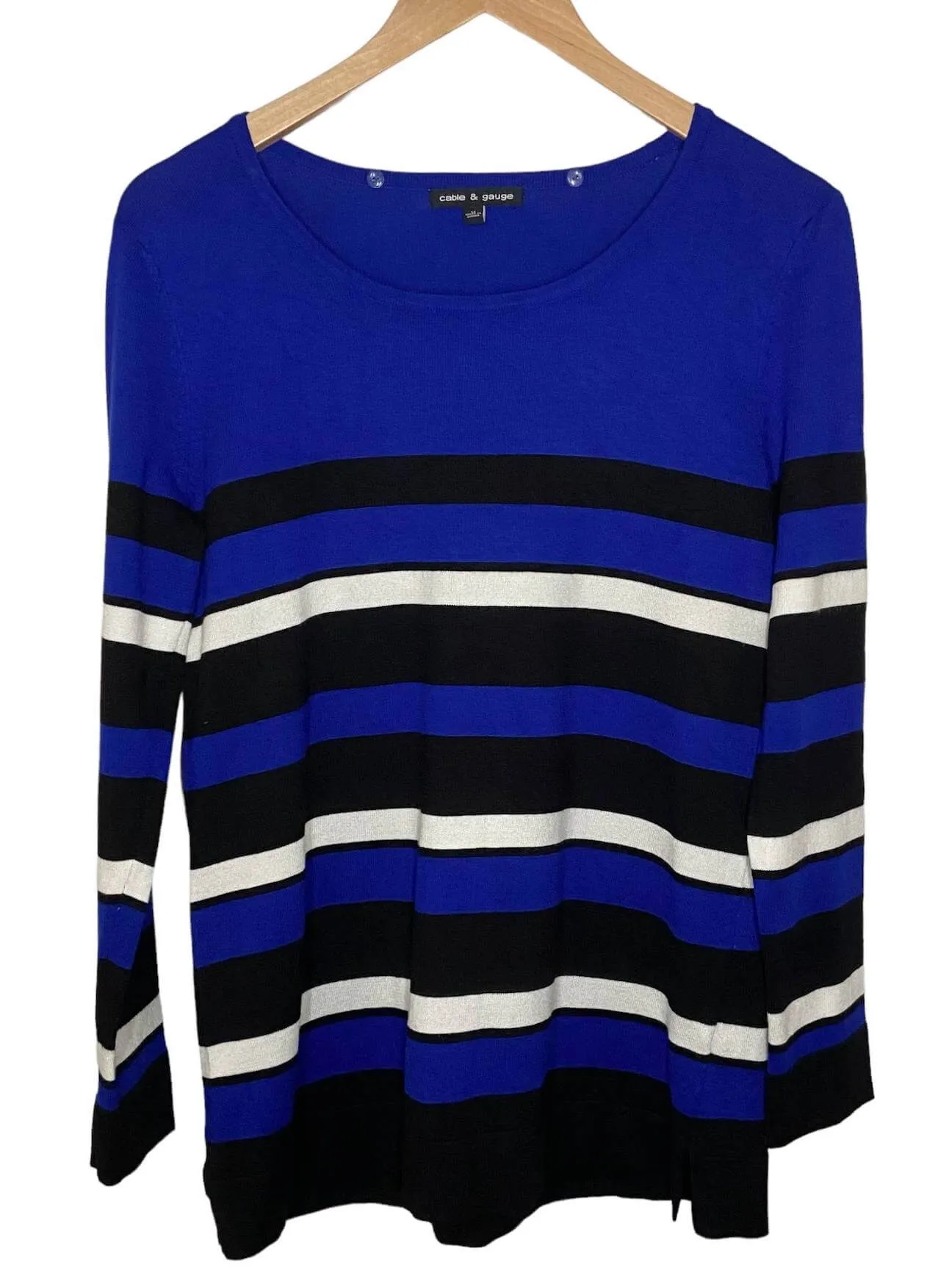 Bright Winter Cobalt, White, and Black Stripe Sweater