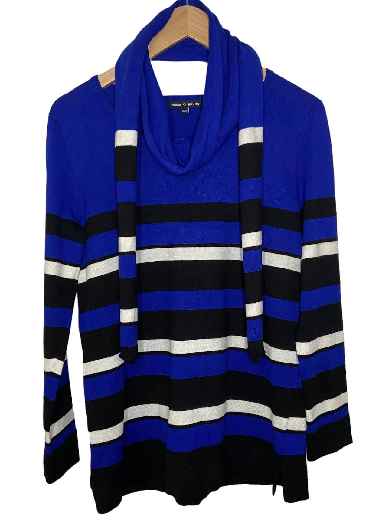 Bright Winter Cobalt, White, and Black Stripe Sweater