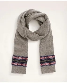 Brooks Brothers Men's Merino Wool Blend Fair Isle Scarf Grey