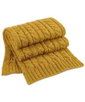 Cable knit melange scarf | Mustard