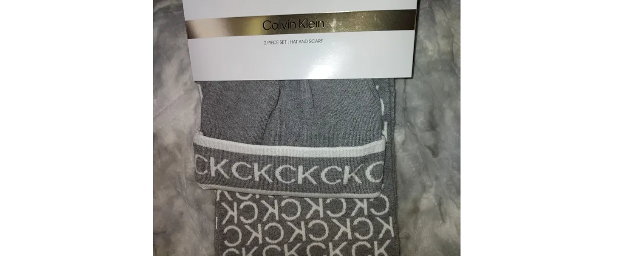 Calvin Klein Logo Muffler and Knit Hat, 2 Piece Set