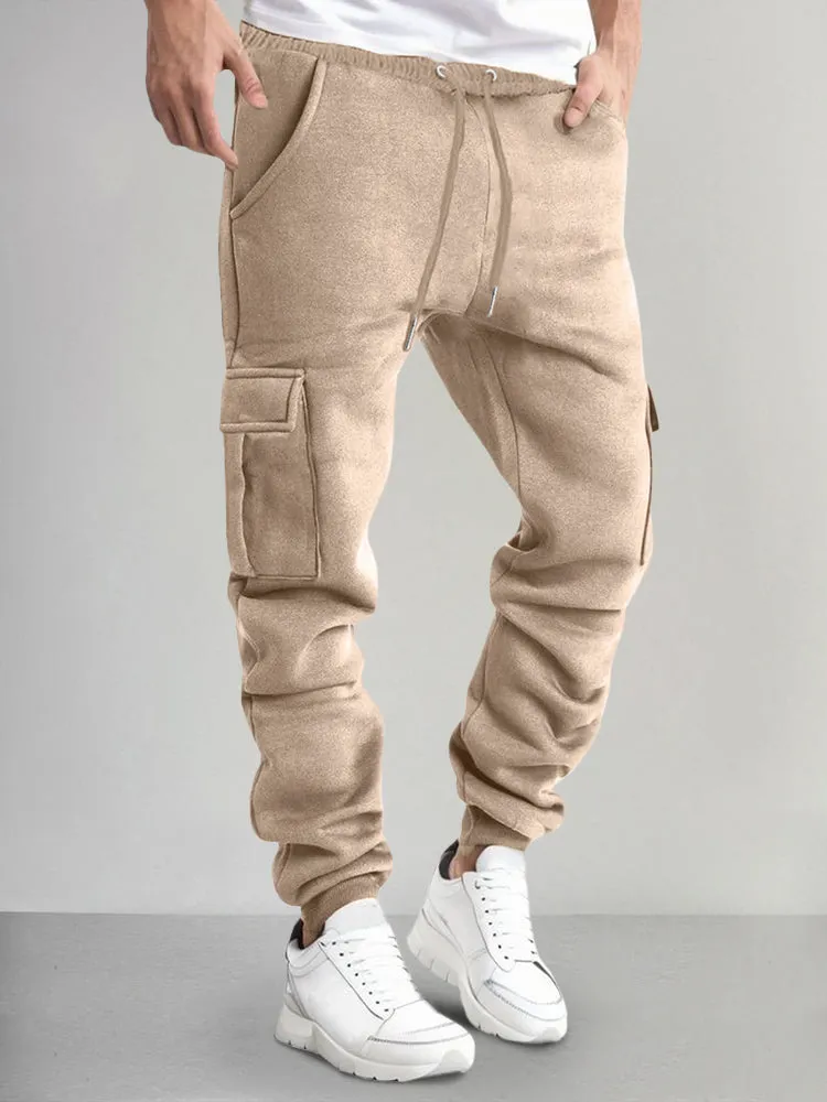 Casual Thermal Fleece Cargo Sweatpants