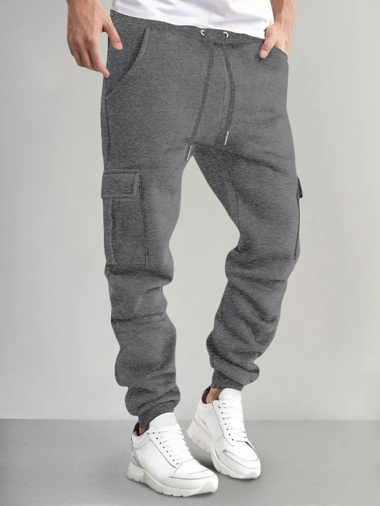 Casual Thermal Fleece Cargo Sweatpants