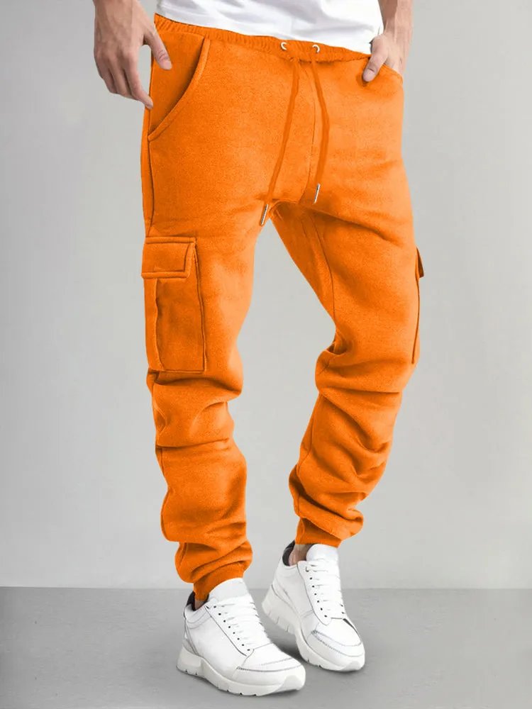 Casual Thermal Fleece Cargo Sweatpants