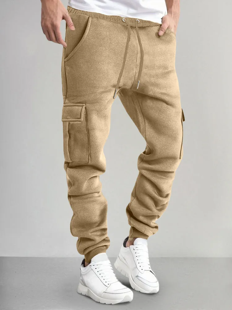 Casual Thermal Fleece Cargo Sweatpants