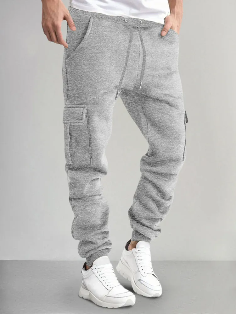 Casual Thermal Fleece Cargo Sweatpants