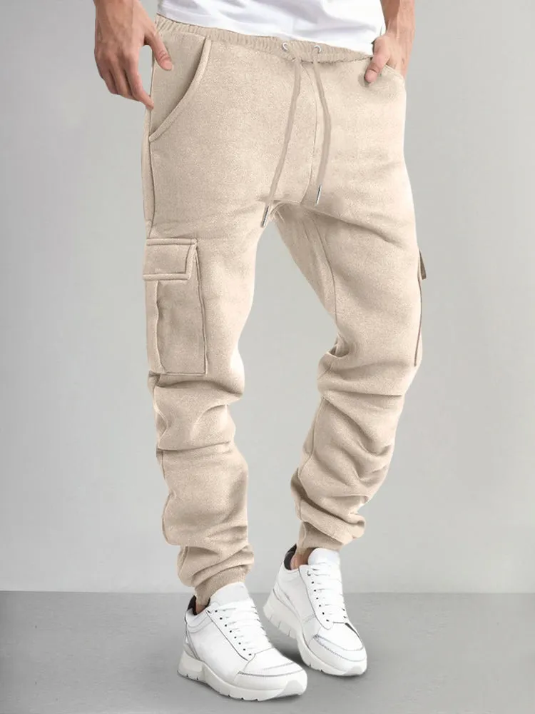 Casual Thermal Fleece Cargo Sweatpants