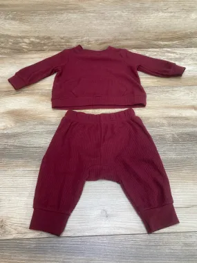 Cat & Jack 2pc Thermal Shirt & Pants Burgundy sz 0-3m