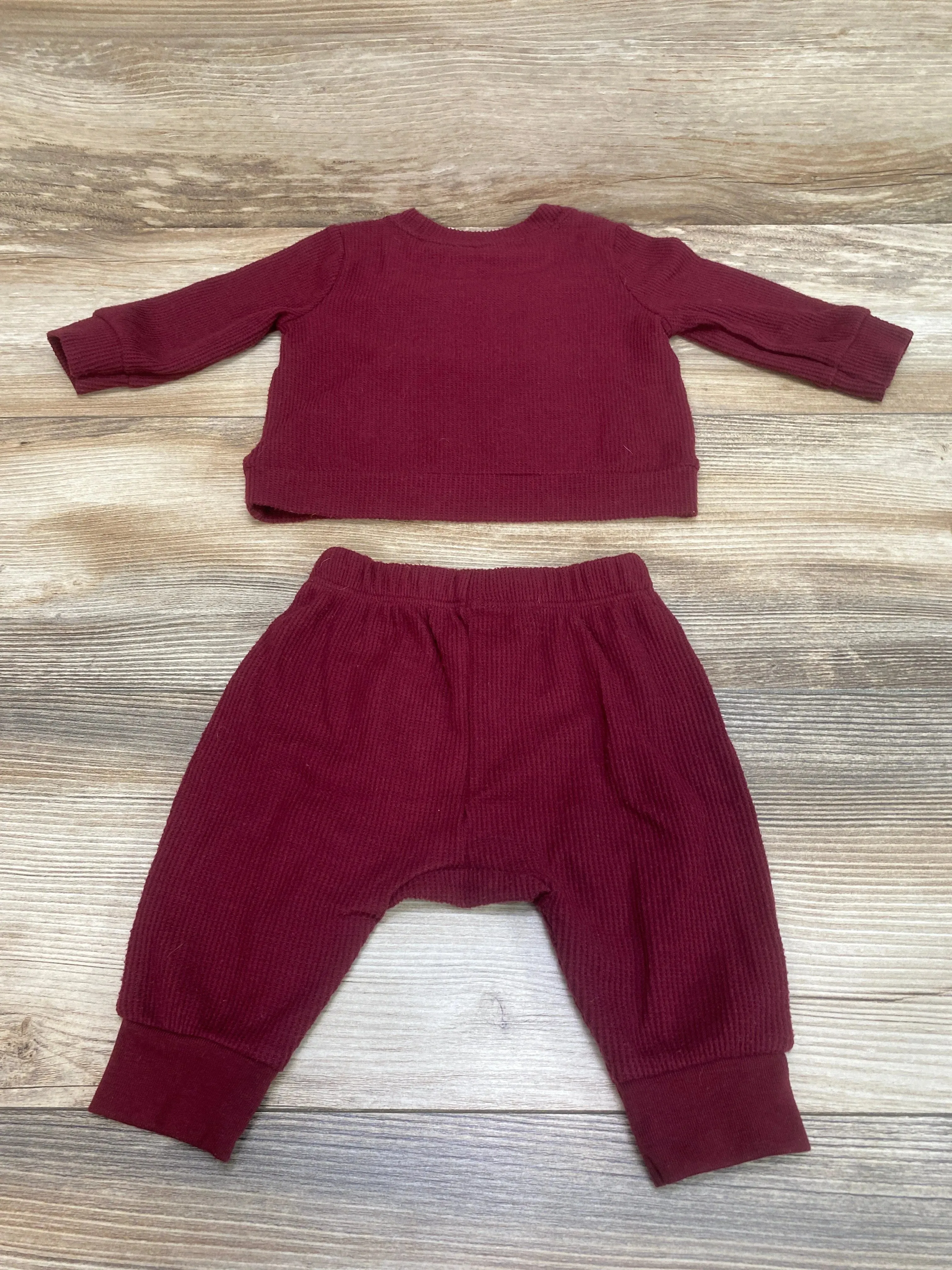 Cat & Jack 2pc Thermal Shirt & Pants Burgundy sz 0-3m