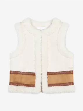 Chloé Girls Two-Tone Shearling Gilet in Brown