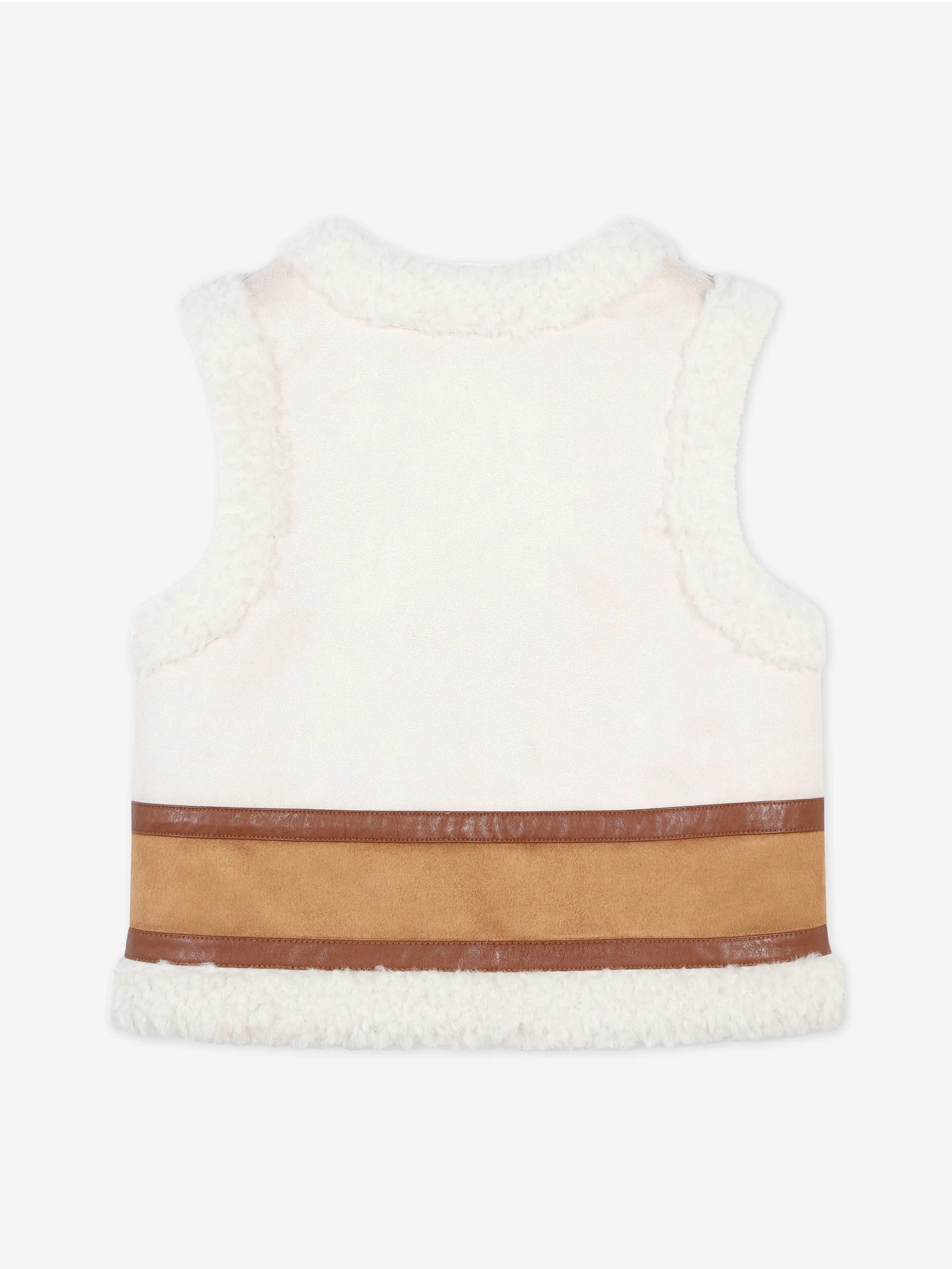 Chloé Girls Two-Tone Shearling Gilet in Brown