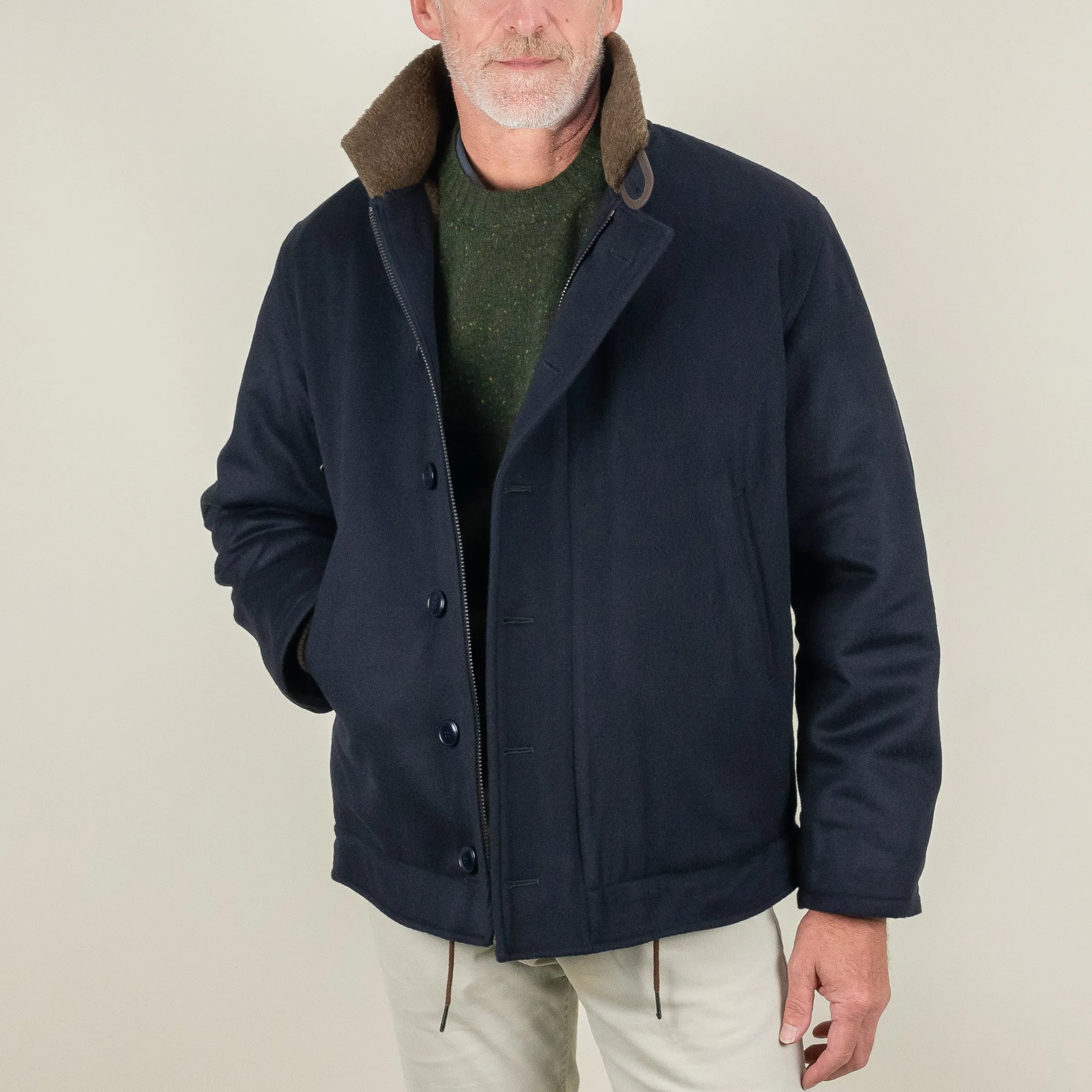 Chrysalis Navy Loden Wool Deck Jacket