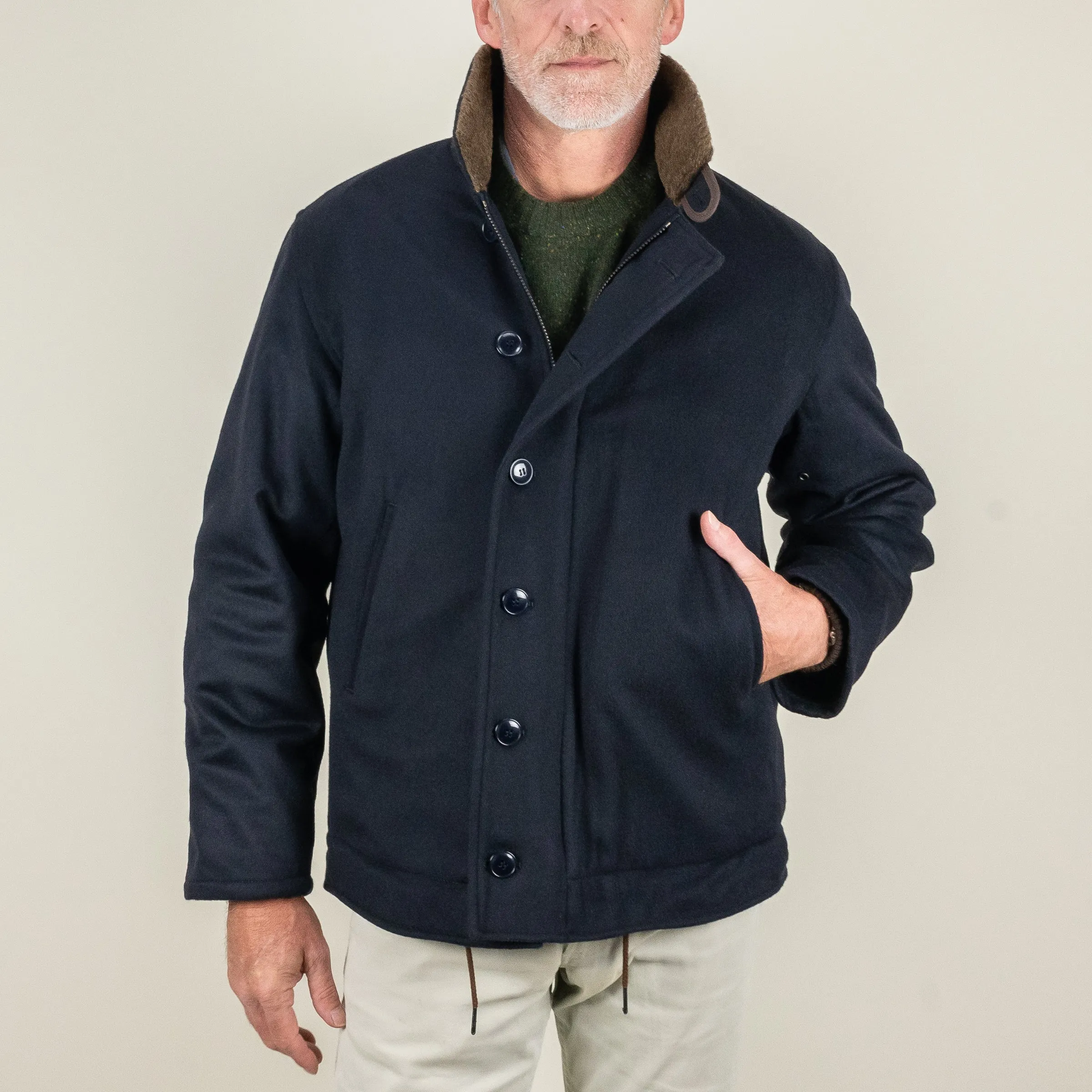 Chrysalis Navy Loden Wool Deck Jacket