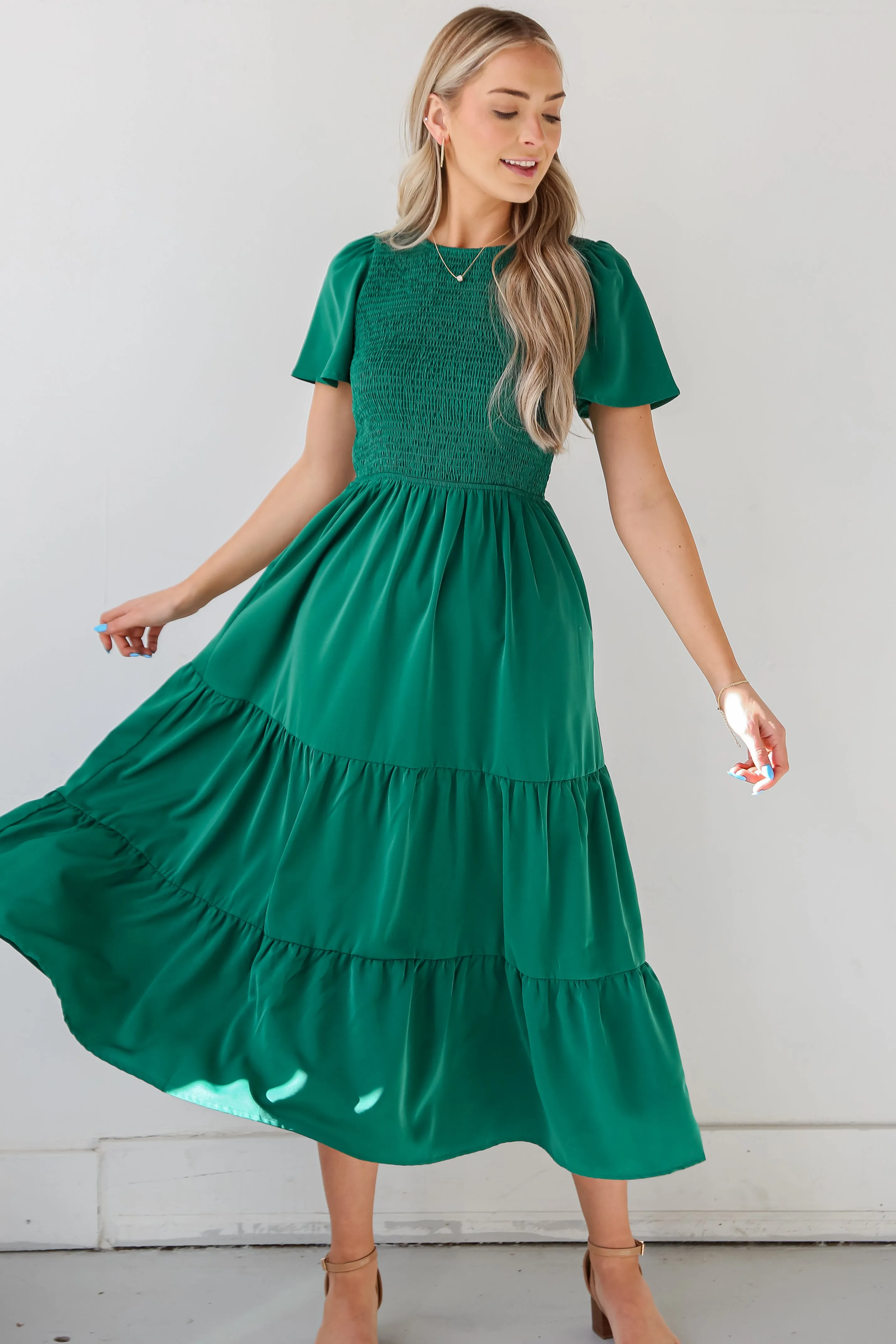 Cute Contentment Kelly Green Tiered Maxi Dress