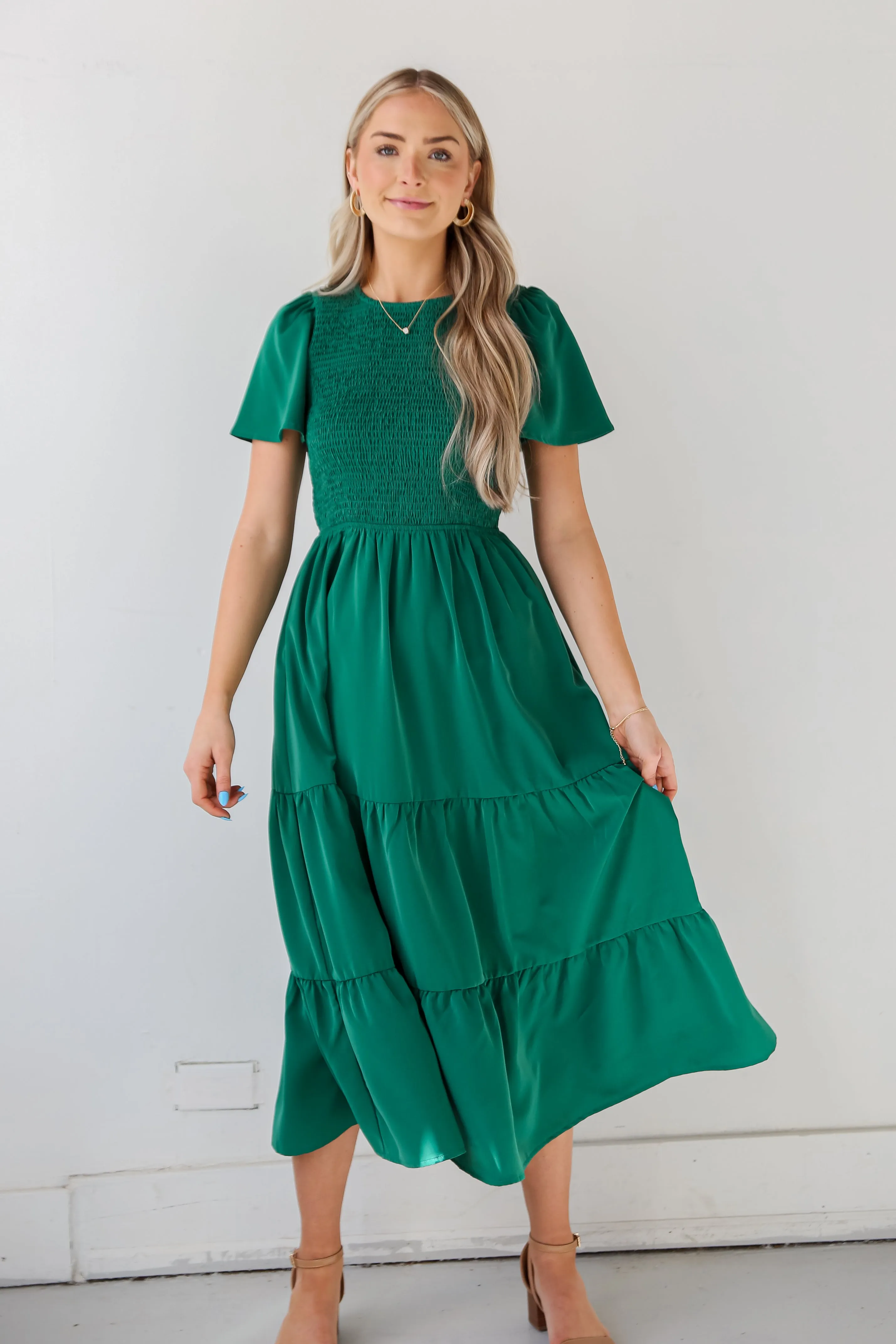 Cute Contentment Kelly Green Tiered Maxi Dress