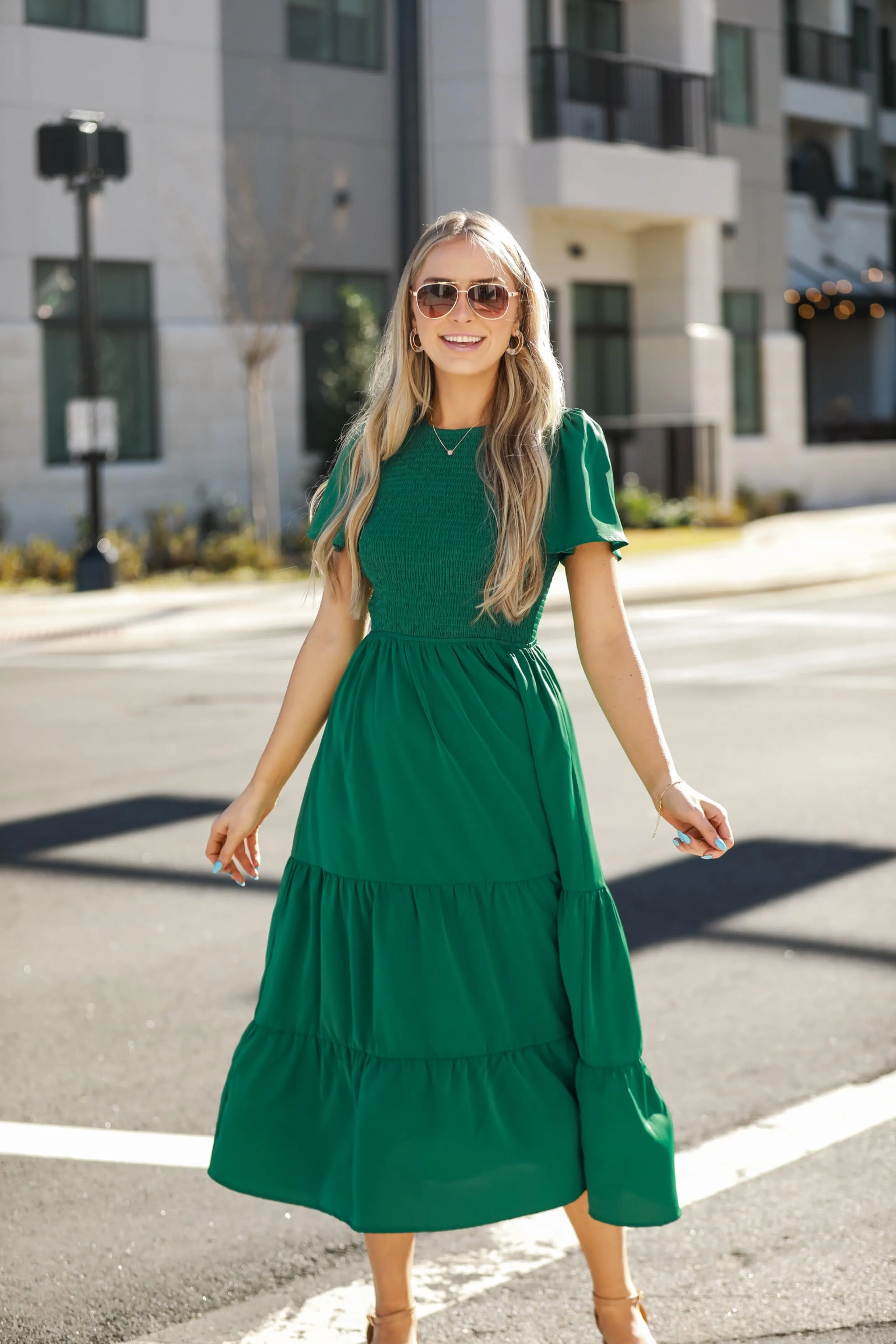 Cute Contentment Kelly Green Tiered Maxi Dress