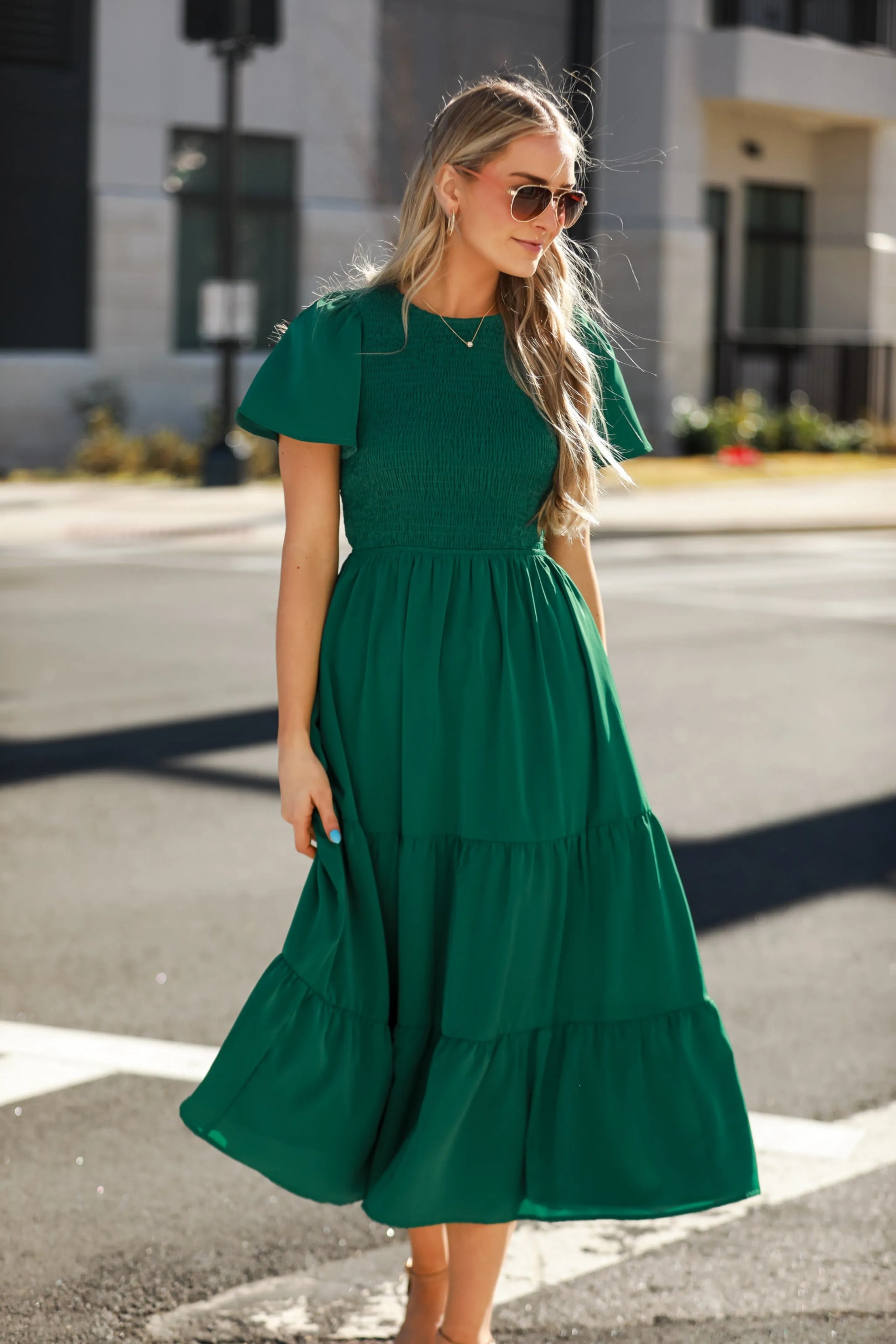 Cute Contentment Kelly Green Tiered Maxi Dress