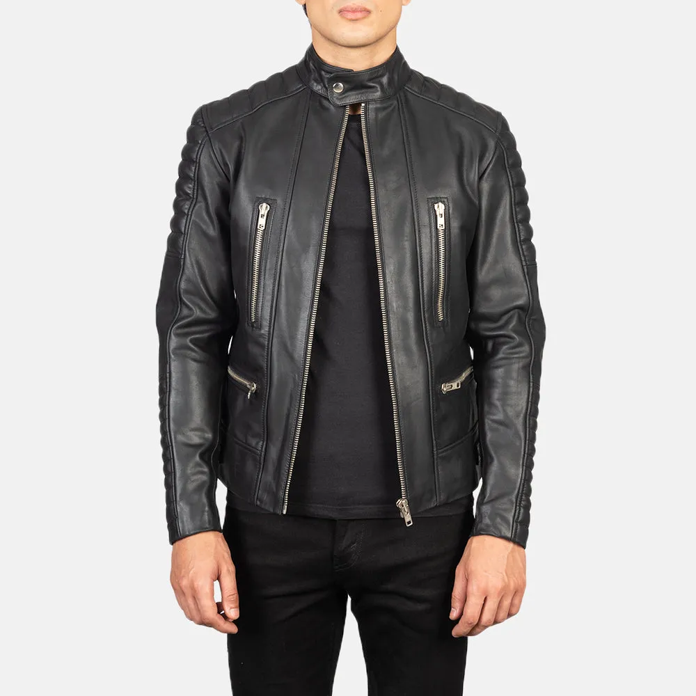 Damian Black Leather Biker Jacket