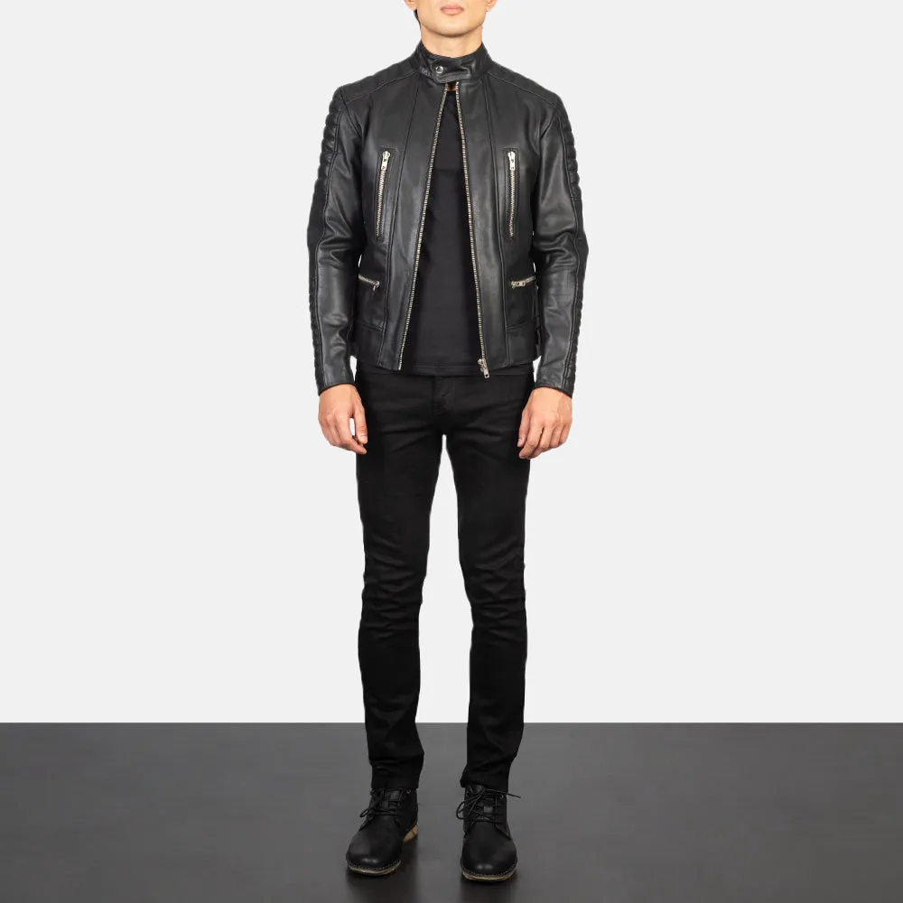 Damian Black Leather Biker Jacket