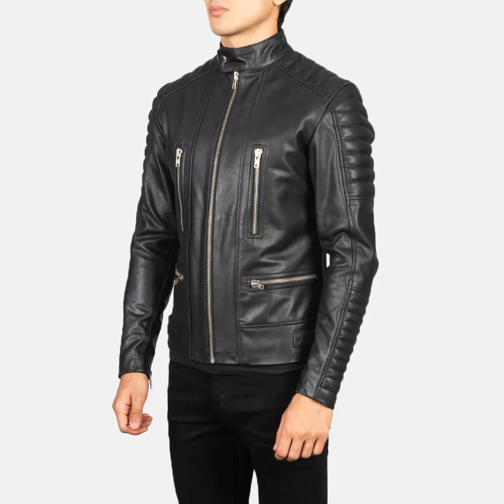 Damian Black Leather Biker Jacket