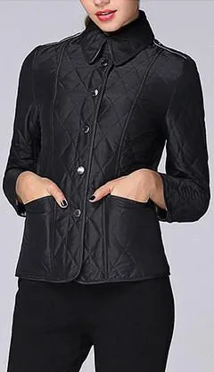 Diamond Quilted Jacket, Black or Khaki