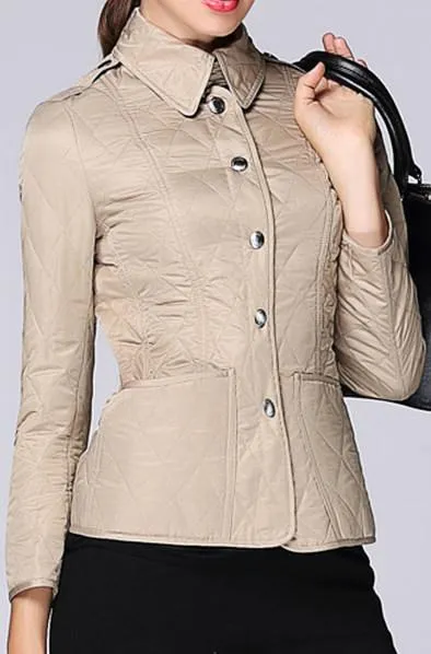 Diamond Quilted Jacket, Black or Khaki