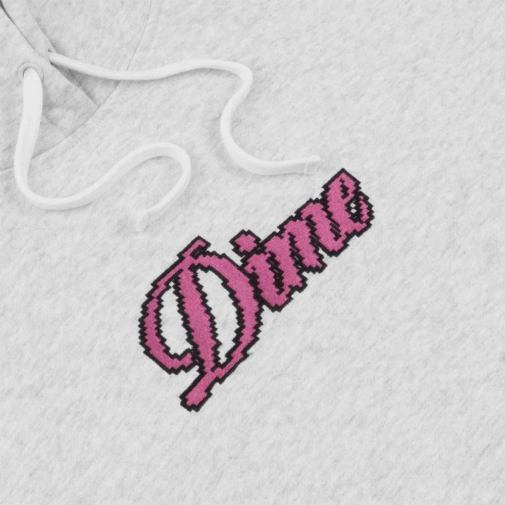 Dime MTL - Pixel Cursive Pullover Hooded Sweatshirt - Ash