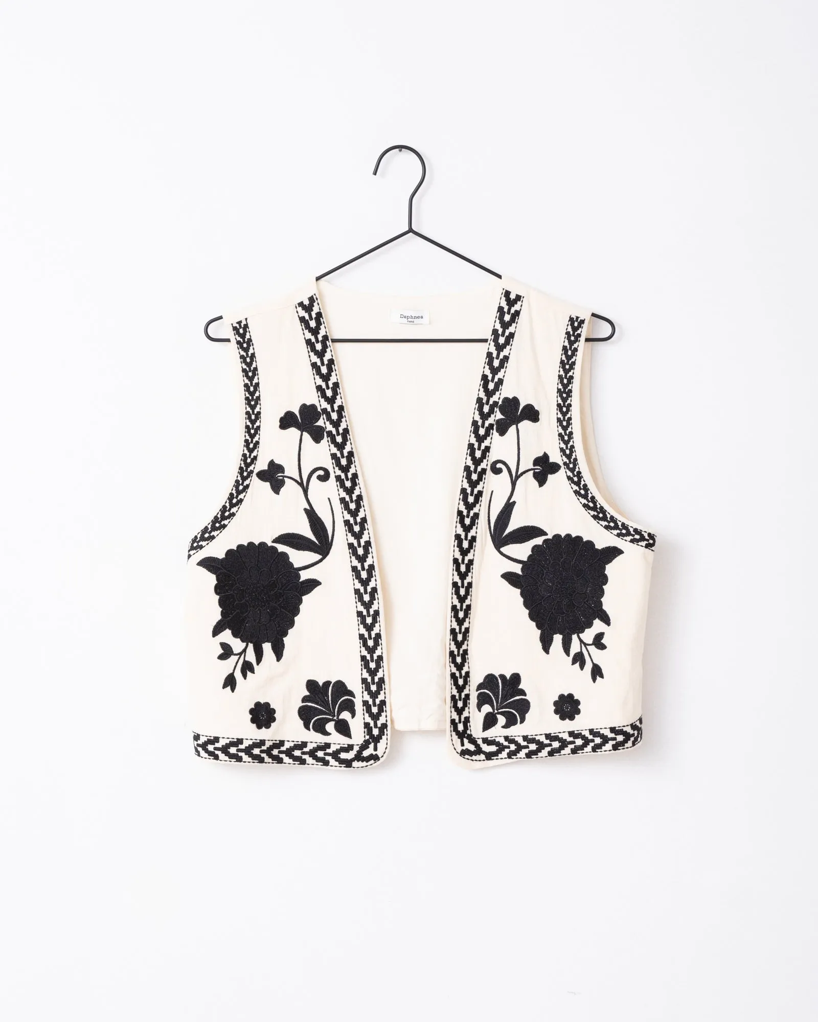 Ella Gilet Flower White Black One Size