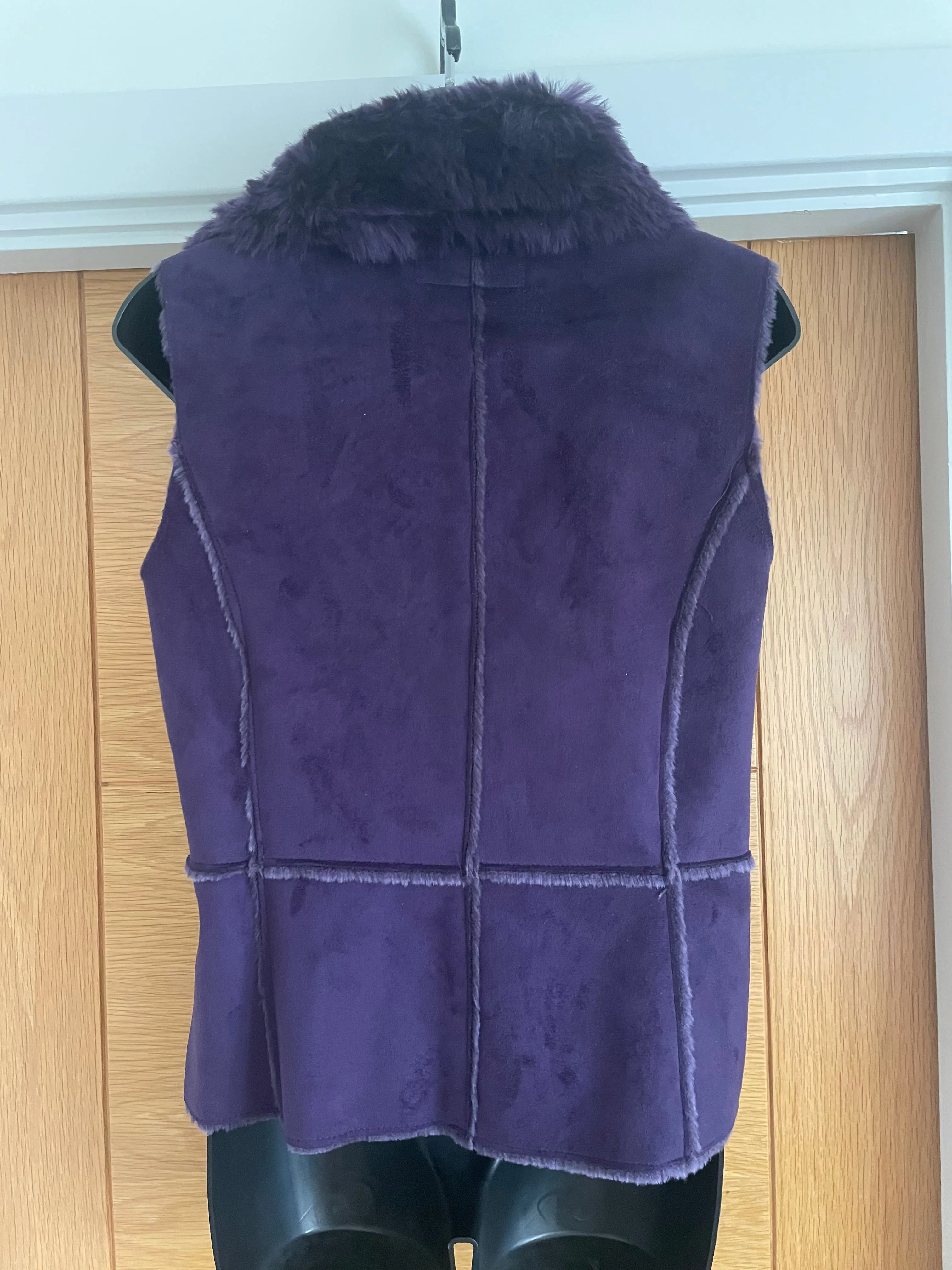 Faux Fur & Suede Lined Purple Gilet - Size 12