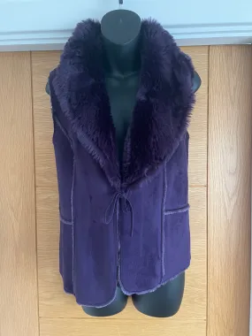 Faux Fur & Suede Lined Purple Gilet - Size 12