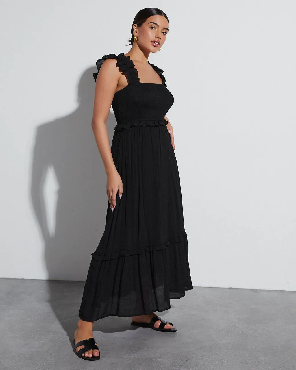 Feminine Frills Smocked Maxi Dress