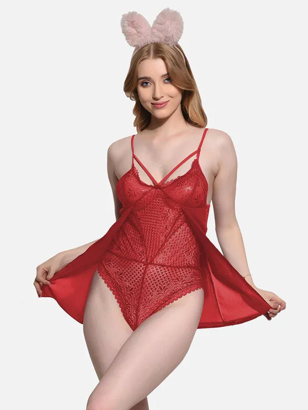 FIMS Babydoll Lingerie Nightwear for Honeymoon | Sexy Teddy Babydoll Nightwear