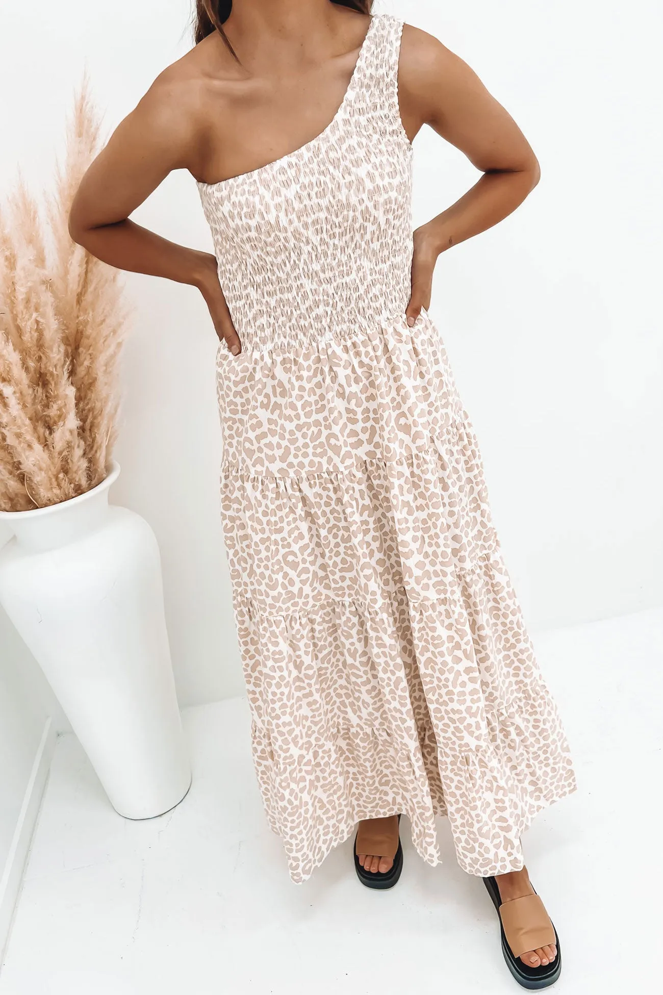 Fleur Maxi Dress Nude Leopard