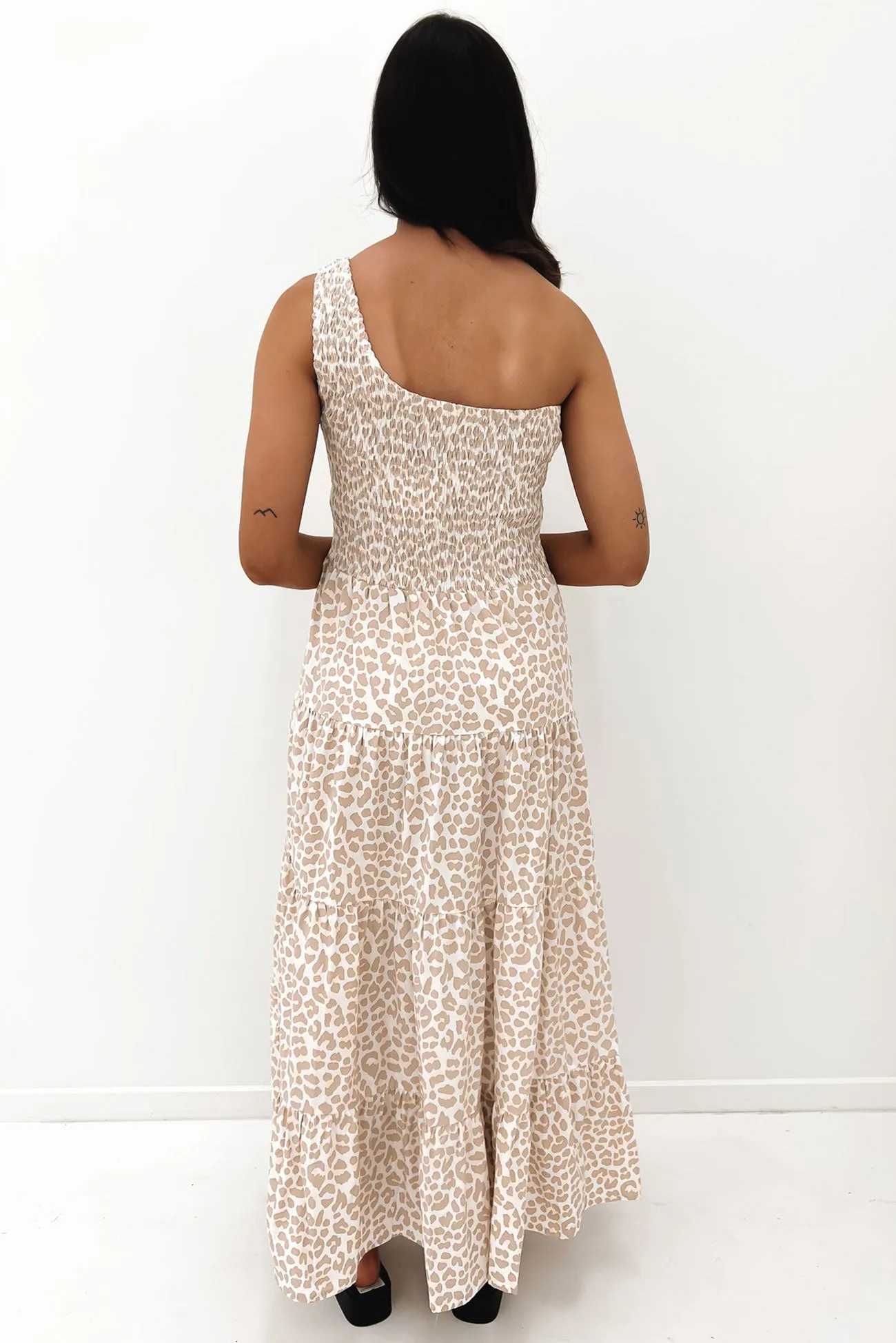 Fleur Maxi Dress Nude Leopard