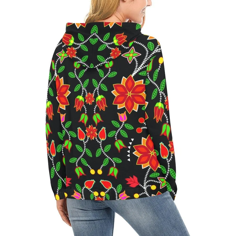 Floral Beadwork Six Bands Hoodie for Women (USA Size)